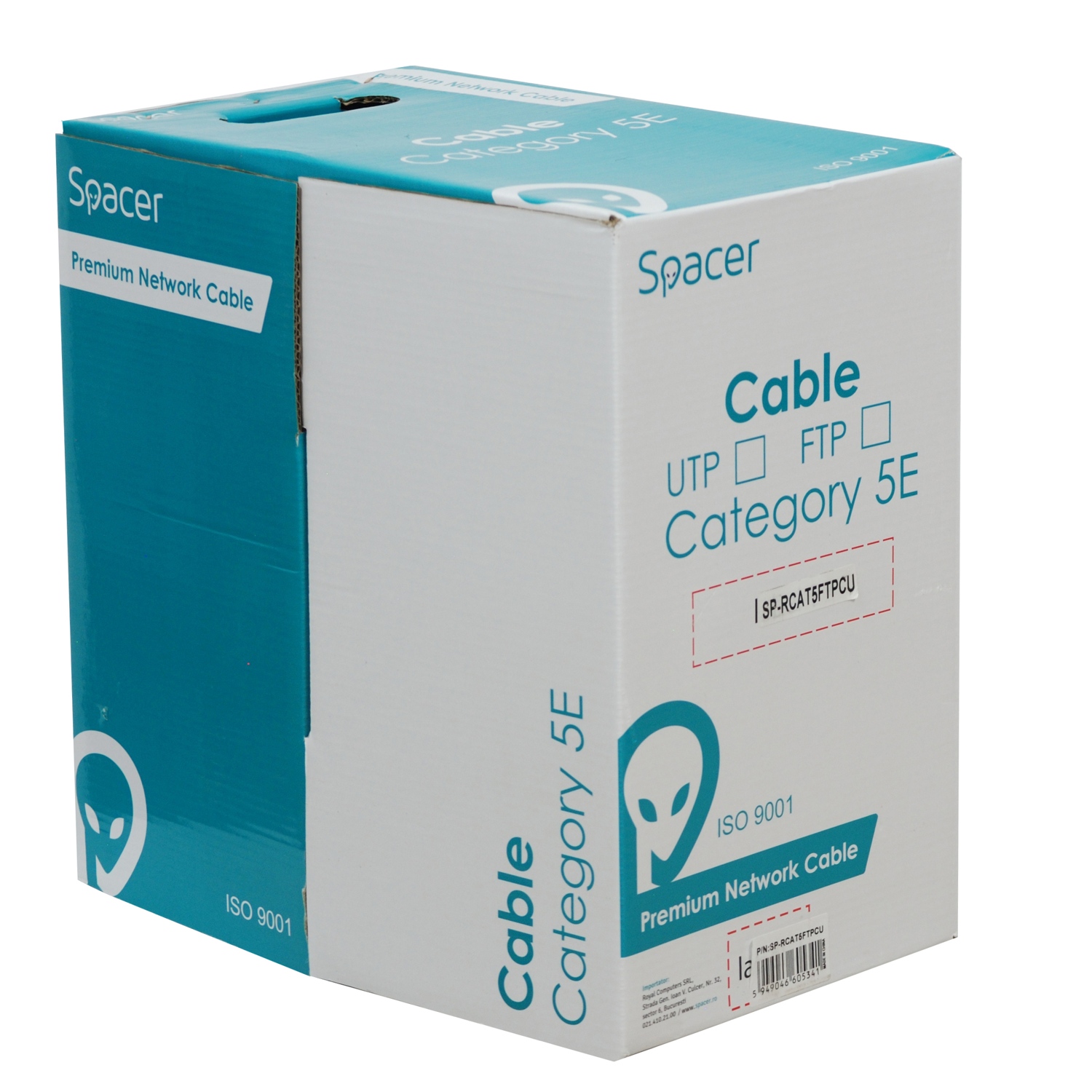 ROLA CABLU FTP SPACER Cat5e, 305m, Cupru 100%, Solid, AWG24, diam. 0.51mm, supr.0.21mm2 , (include timbru verde 0.03lei), "SP-RCAT5FTPCU"