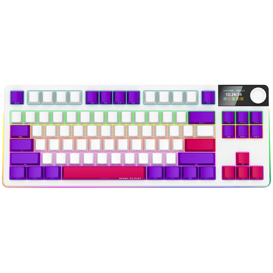 LORGAR KBP70TKLW, Wireless TKL Mechanical Gaming Keyboard Pro, White, EN layout "LRG-KBP70TKLW-WH-US" (timbru verde 0.8 lei)