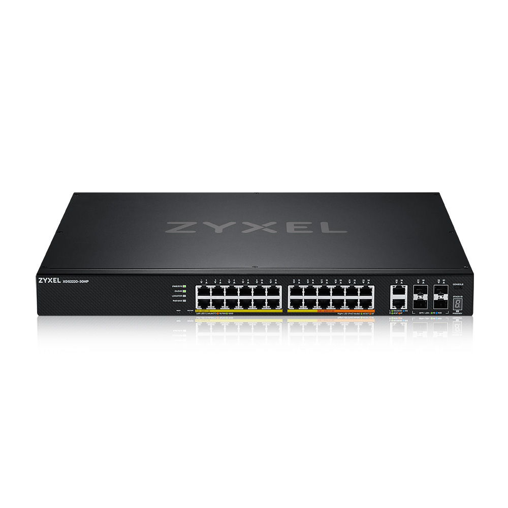 ZYXEL | XGS2220-30HP-EU0101F | XGS2220-30HP | Switch | Full Managed | Layer 3 | POE |Rackmount | Porturi 26 Gigabit POE, 2 100M/1G/2.5G/5G/10G, 4 SFP+ "XGS2220-30HP-EU010" (timbru verde 2 lei)