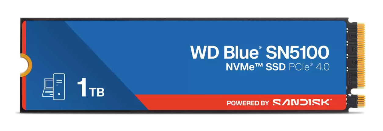SSD WD Blue SN5100 1TB M.2 2280 PCIe Gen4 x4 NVMe QLC 3D, Read/Write: 7100/6700 MBps, IOPS 1000K/1300K, TBW: 600 "WDS100T5B0E-00CPE0"