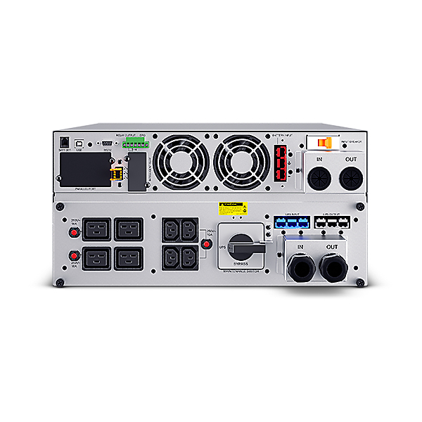 UPS CYBER POWER Online dubla conversie cu sin. pura, cu management, Rack 5U, LCD, 10000VA/10000W, 8x IEC, baterie 20x 12V/9Ah, incarcare pana la 4h, USB, RS232, slot SNMP, APFC, LCD col, EPO, EBM, GreenP, "OLS10KERT5UM" - imagine 4