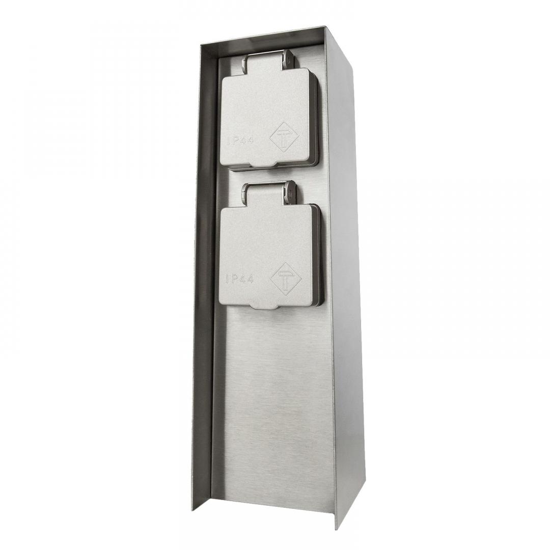 PRIZA exterior PHILIPS, 2 X socket, inox, IP44, "0000008718291455400" (timbru verde 0.18 lei)