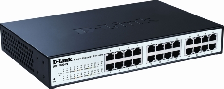 SWITCH D-LINK SMART 24 porturi Gigabit carcasa metalica, rackabil, "DGS-1100-24" (timbru verde 2 lei)