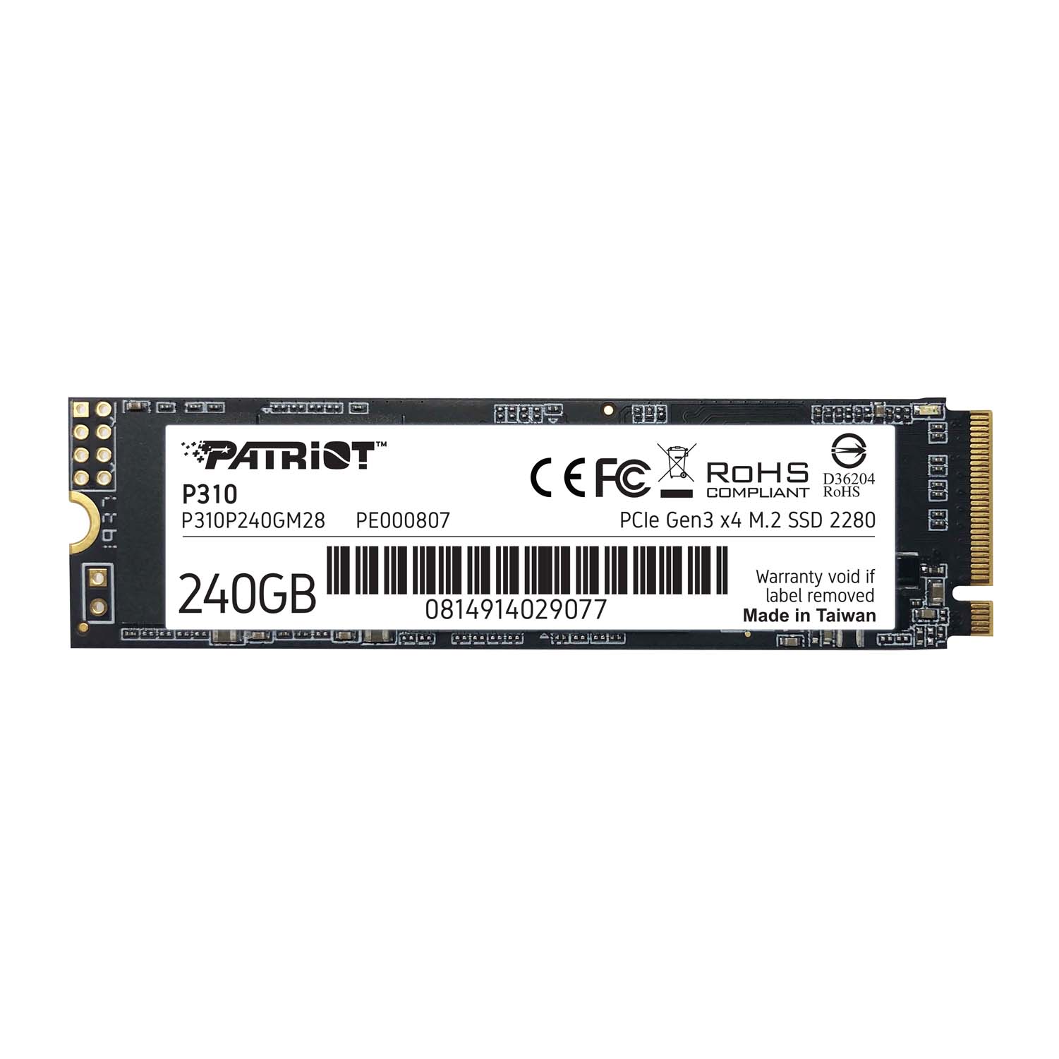SSD PATRIOT, P310, 240 GB, M.2, PCIe Gen3.0 x4, R/W: 1700/1000 MB/s, "P310P240GM28"