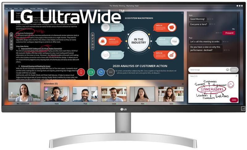 MONITOR LG 29 inch, home | office, IPS, UW-UXGA (DCI 2K+) (2560 x 1080), Wide, 250 cd/mp, 5 ms, HDMI | DisplayPort, "29WN600-W.AEU" (timbru verde 7 lei)