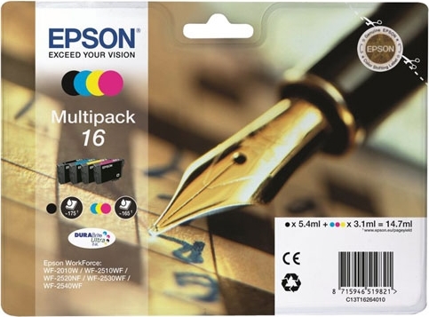 Cartus Cerneala Original Epson CMYK, T1626, pentru WF2540, , (timbru verde 0.15 lei), "C13T16264010"