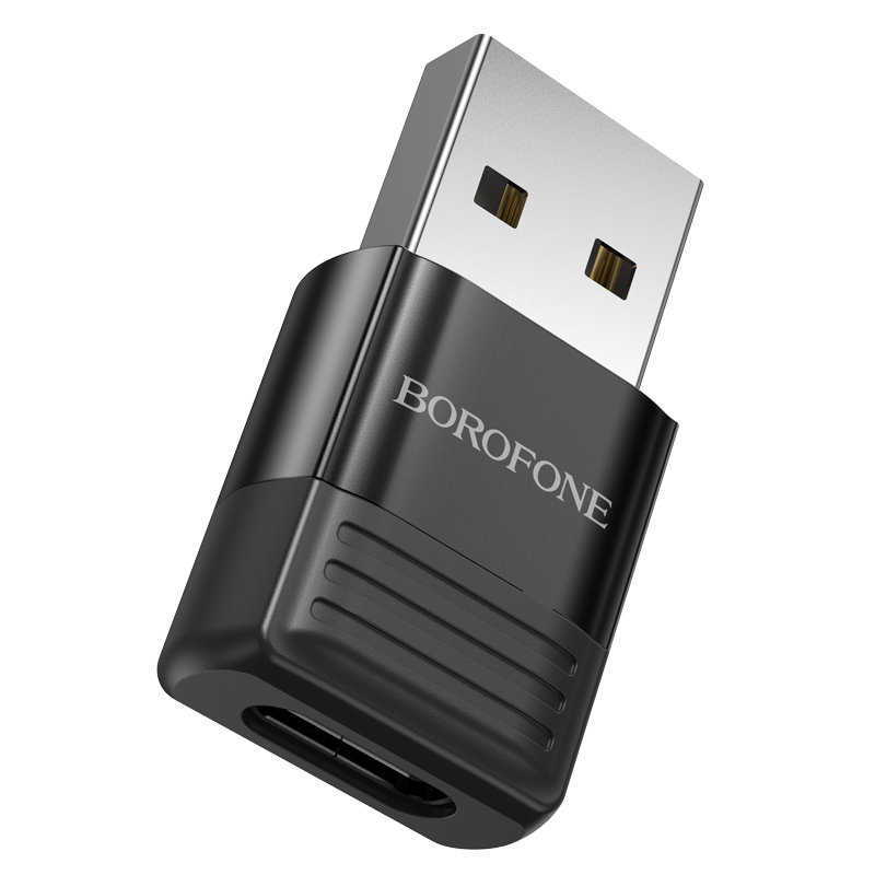 ADAPTOR Borofone "BV18" , USB Type-C (M) la USB 2.0(T), corp metalic, negru "6941991104008" (timbru verde 0.18 lei)