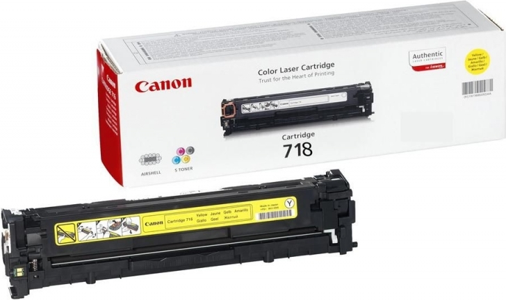 Toner Original Canon Yellow, CRG-718Y, pentru LBP-7200|LBP-7210|LBP-7660|LBP-7680|MF-8330|MF-8340|MF-8350|MF-8360|MF-8380|MF-8540|MF-8550|MF-8580|MF-724|MF-728|MF-729, 2.9K, (timbru verde 1.2 lei) , "CR2659B002AA"