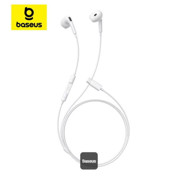 CASTI Baseus Encok CZ19, in ear, pt smartphone, microfon pe casca, conectare prin cablu USB Type-C, alb "A00182201213-00" (timbru verde 0.18 lei) - 6932172682965