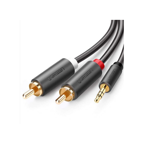 CABLU audio Ugreen, "AV102" stereo 3.5 mm jack (T) la 2 x RCA (T), 1.5m, conectori auriti, gri "10511" (timbru verde 0.18 lei) - 6957303815111