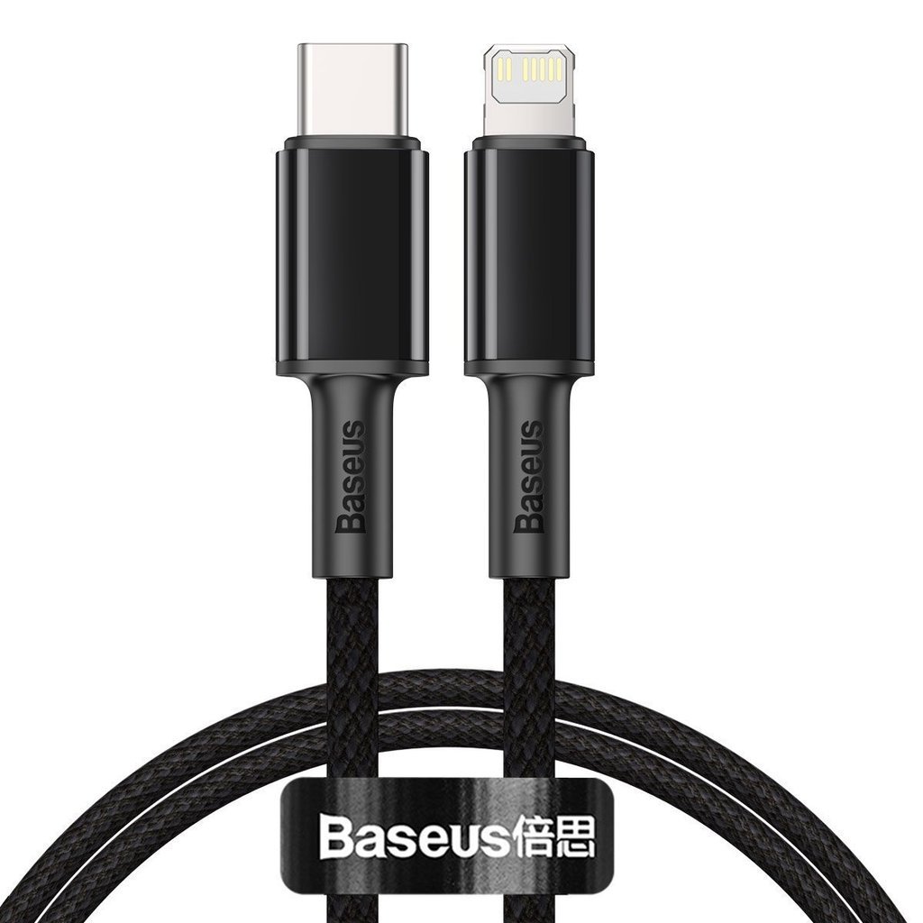 CABLU alimentare si date Baseus High Density Braided, Fast Charging Data Cable pt. smartphone, USB Type-C la Lightning PD 20W, braided, 2m, negru "CATLGD-A01" (timbru verde 0.18 lei) - 6953156231948