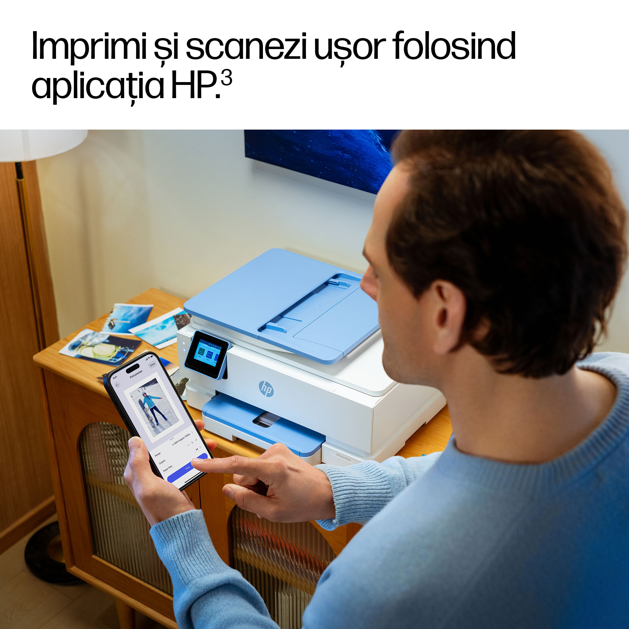 Multifunctional InkJet Color HP, ENVY PHOTO 7931, A4, Functii: Impr.|Scan.|Cop., Vit.Print. 15ppm, Conectivitate:USB|WIFI, Duplex:Da, ADF:ADF(incl.TV 8lei) "B6JX3B" - imagine 7