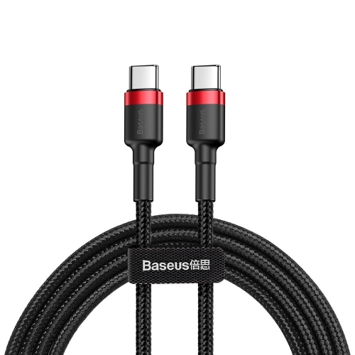 CABLU alimentare si date Baseus Cafule, Fast Charging Data Cable pt. smartphone, USB Type-C la USB Type-C 3A / 60W, 2m, rosu + negru "CATKLF-H91" (timbru verde 0.08 lei) - 6953156285248