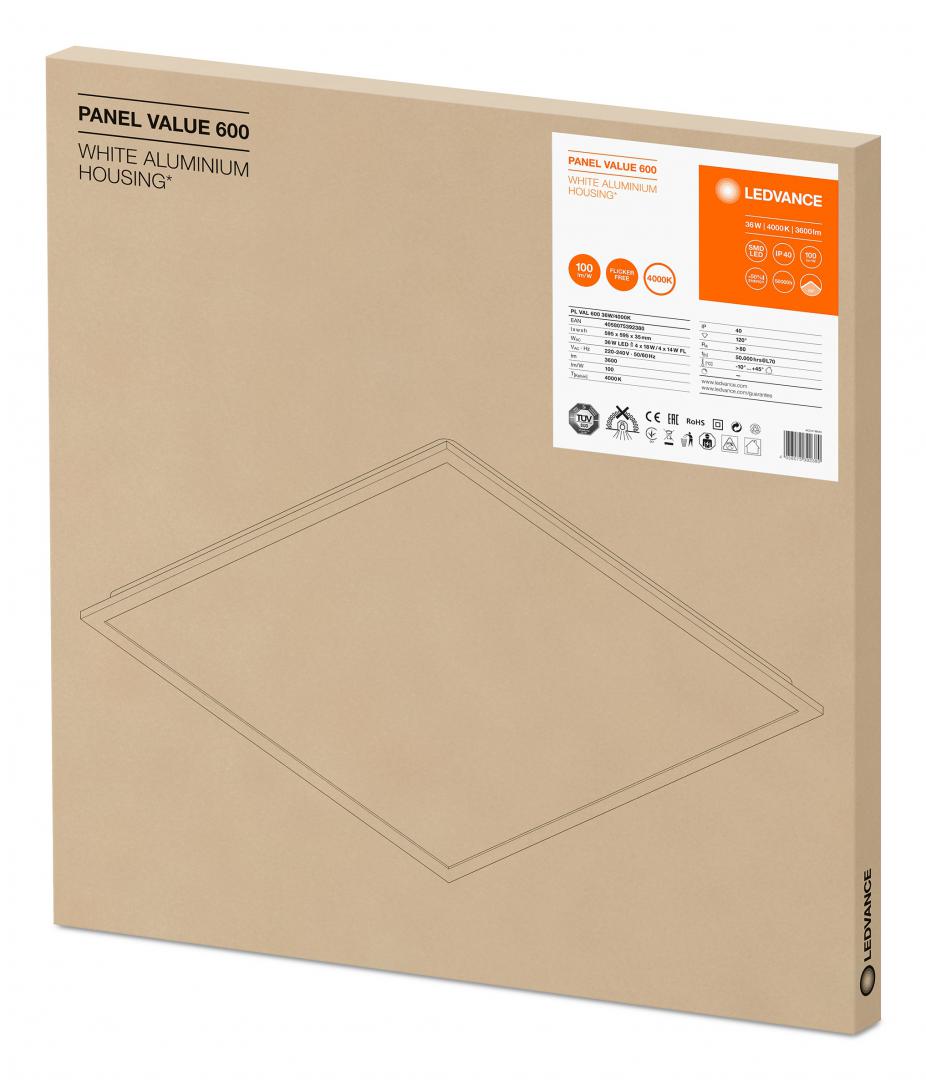 PANOU LED OSRAM, LED, soclu integrat, putere 36 W, tip lumina alb rece, 3600 lumeni, alimentare 220 - 230 V, "000004058075392380" (timbru verde 0.8 lei)