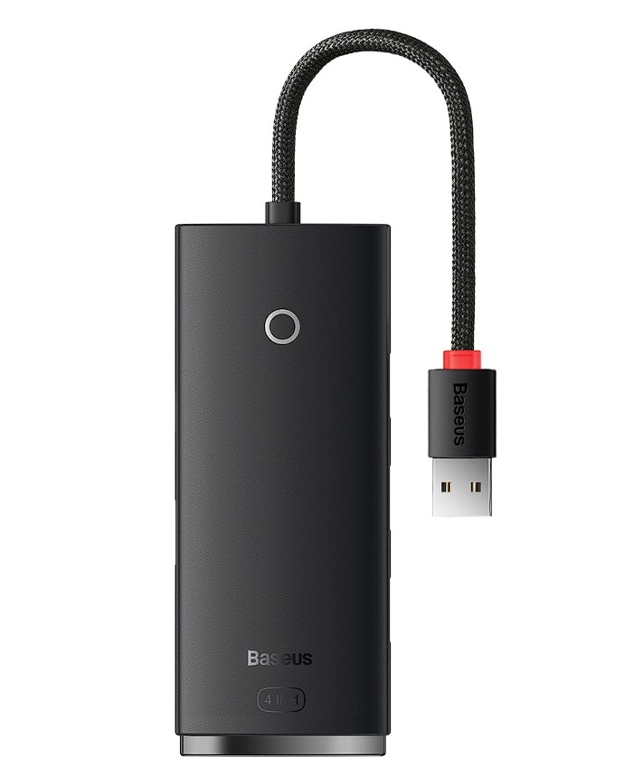 HUB extern Baseus Lite, porturi USB: USB 3.0 x 4, conectare prin USB 3.0, lungime 1m, negru, "WKQX030101" (timbru verde 0.8 lei) - 6932172606206