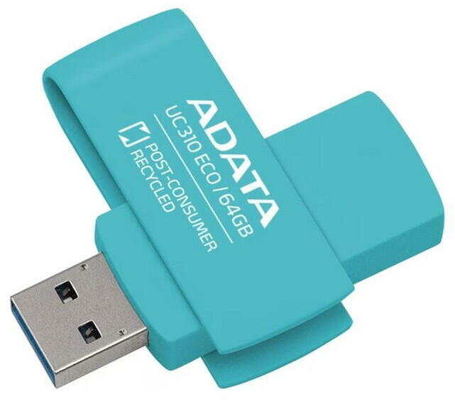 MEMORIE USB 3.2 ADATA 64 GB, protectie slide laterala, carcasa plastic, albastru, "UC310E-64G-RGN" (timbru verde 0.03 lei)