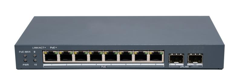 SWITCH GIGABIT 8PORTURI 8XPOE "DS-3E1510P-EI/M-8P2F" (timbru verde 2 lei)