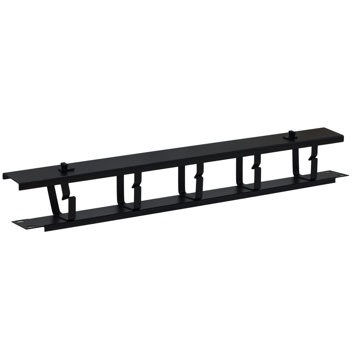 PANOU gestionare cabluri SPACER, tip masca orizontala cu capac, 5 console metalice, 19 inch, 1U, negru, "SPCM-1UC-BK"