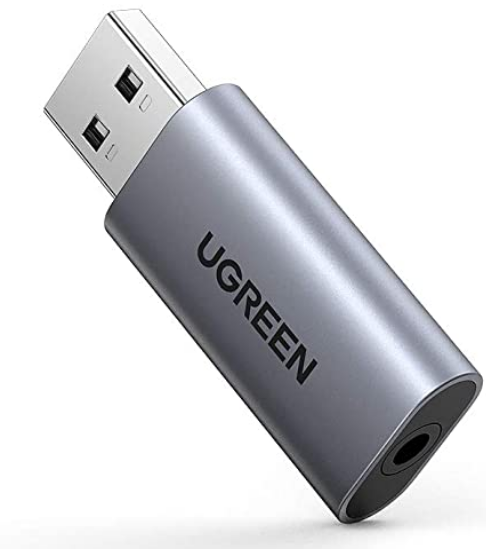 PLACA de SUNET Ugreen "CM383" extern, interfata USB 2.0 (T) la 3.5 mm jack (M), gri "80864" (timbru verde 0.08 lei) - 6957303888641