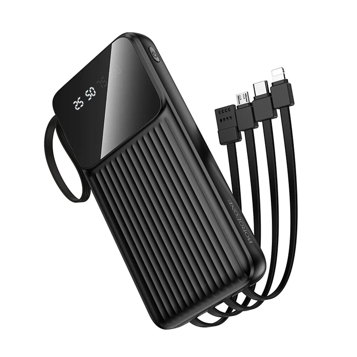 POWER BANK Borofone "BJ76", 10000mAh, 15W, 2 x USB; 1 x USB Type-C, include cablu : USB Type-C, Iphone Lightning, microUSB si USB-A total 5V/2A, negru "6941991120046" (timbru verde 0.98 lei)