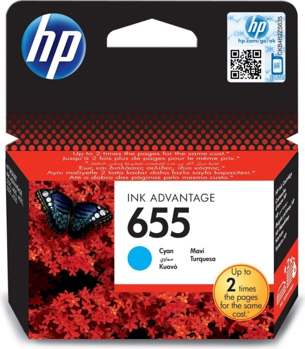 Cartus Cerneala Original HP Cyan, nr.655, pentru DJ3525|4615|4625|5525|6525, , (timbru verde 0.15 lei), "CZ110AE"