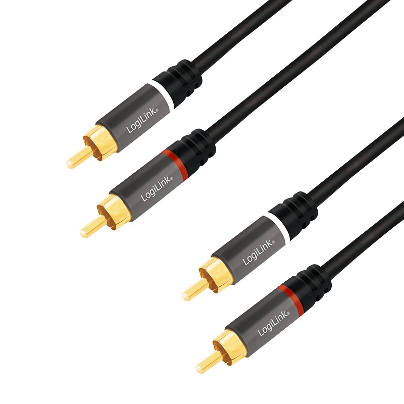 CABLU audio LOGILINK stereo (RCA T/T), 1.5m, conectori auriti, negru "CA1203" (timbru verde 0.18 lei)