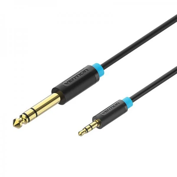 Adaptor audio Vention, de la Jack 3.5mm (T) la Jack 6.35mm (T), 2m, AWG 26, PVC, negru, "BABBH" (timbru verde 0.08 lei)