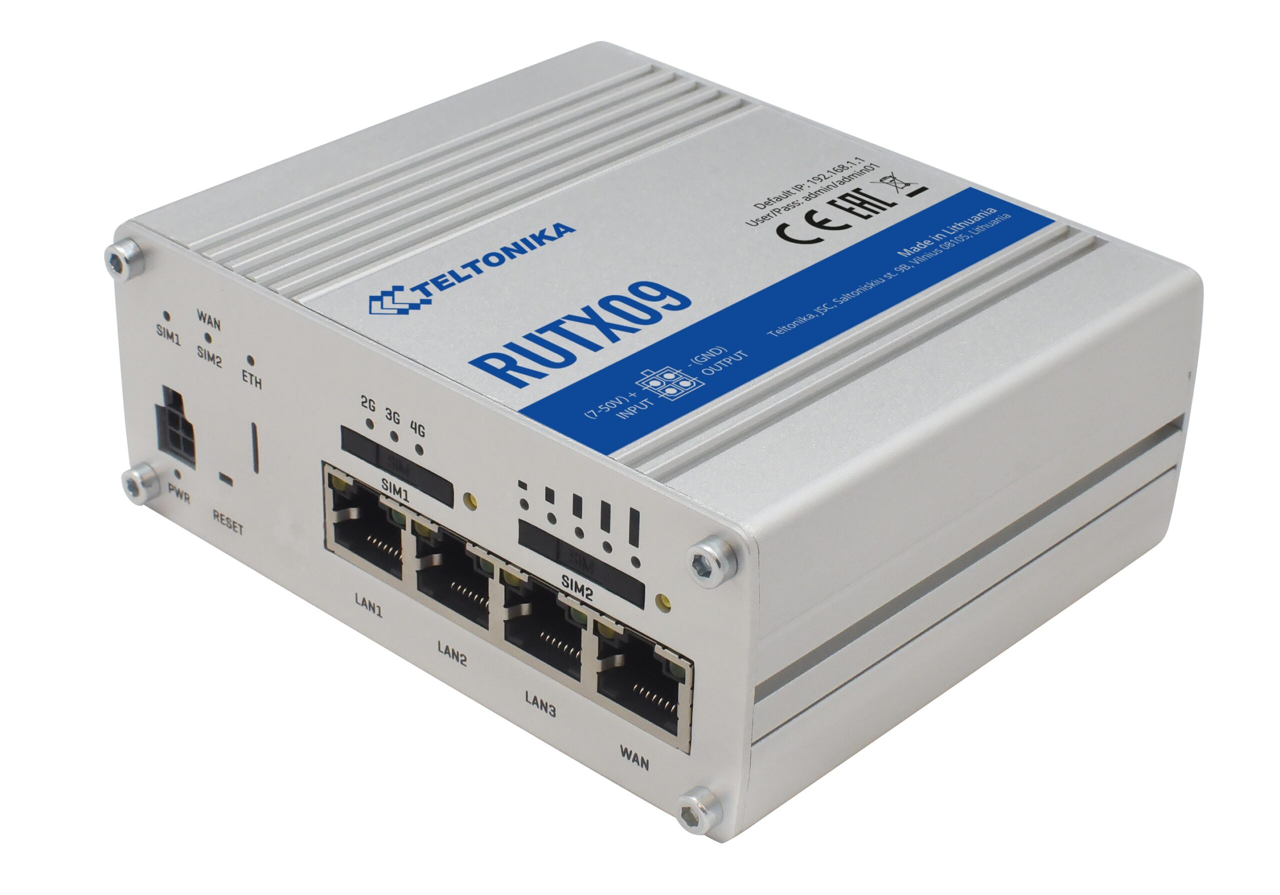 ROUTER LTE Teltonika "RUTX09", 1 x WAN port 10/100/1000 Mbps, 3 x LAN port 10/100/1000 Mbps, 4G (LTE) Cat 6 viteza max. 300 Mbps, 3G 42 Mbps, 2G 236.8 kbps "RUTX09000000" (timbru verde 0.8 lei)