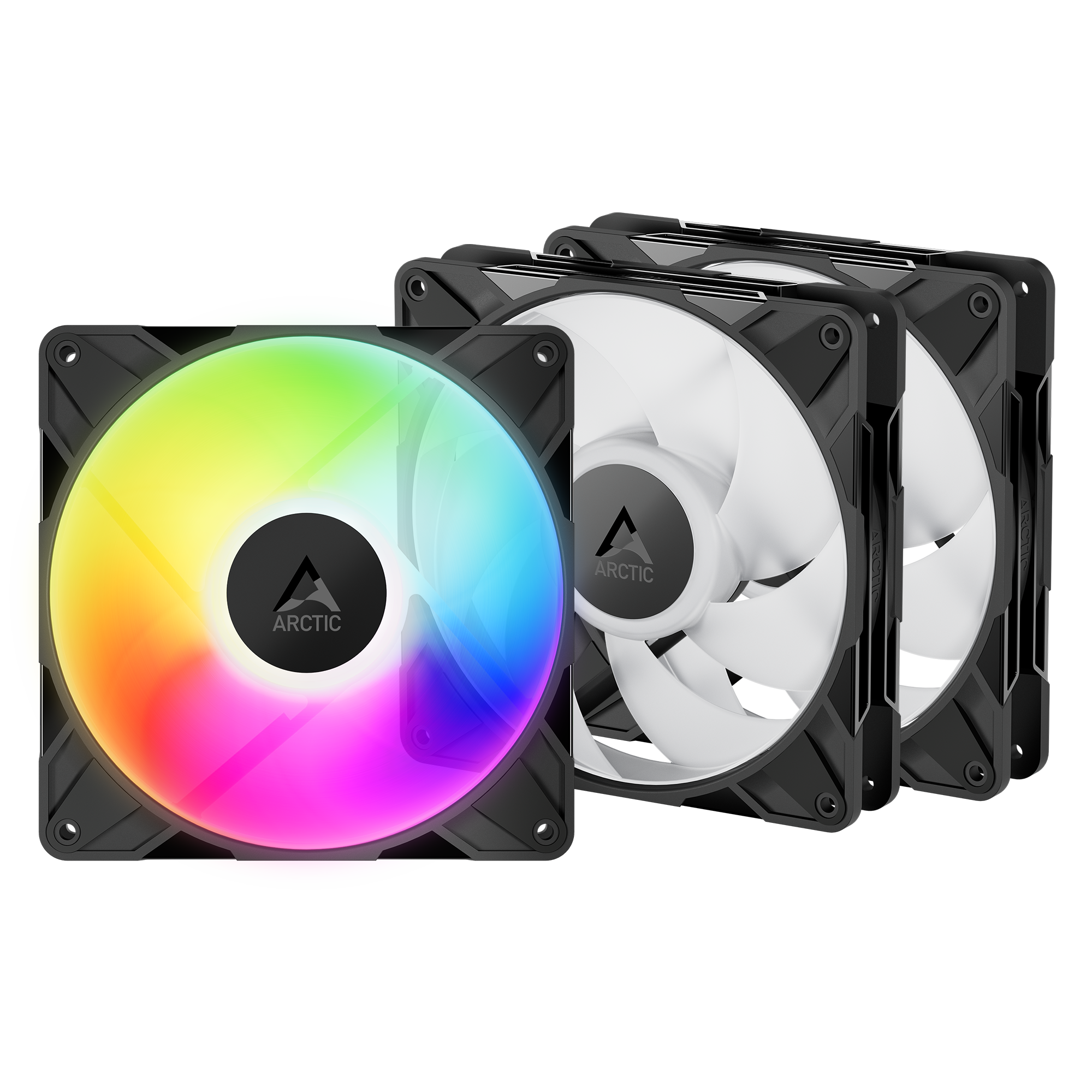 Set 3 ventilatoare Arctic "P14 Pro A-RGB - 3 Pack", 140mm, 600 - 3000 RPM, FDB, 110 cfm, 4-Pin Fan Plug + 4-Pin Socket, lungime cablu 400 mm + 80 mm Daisy-Chain, negru, "ACFAN00320A" (timbru verde 0.54lei) - 4895265000447