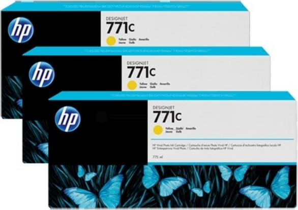 Tri-Pack Original HP Yellow, nr.771C, pentru DesignJet Z6200, , (timbru verde 0.45 lei), "B6Y34A"