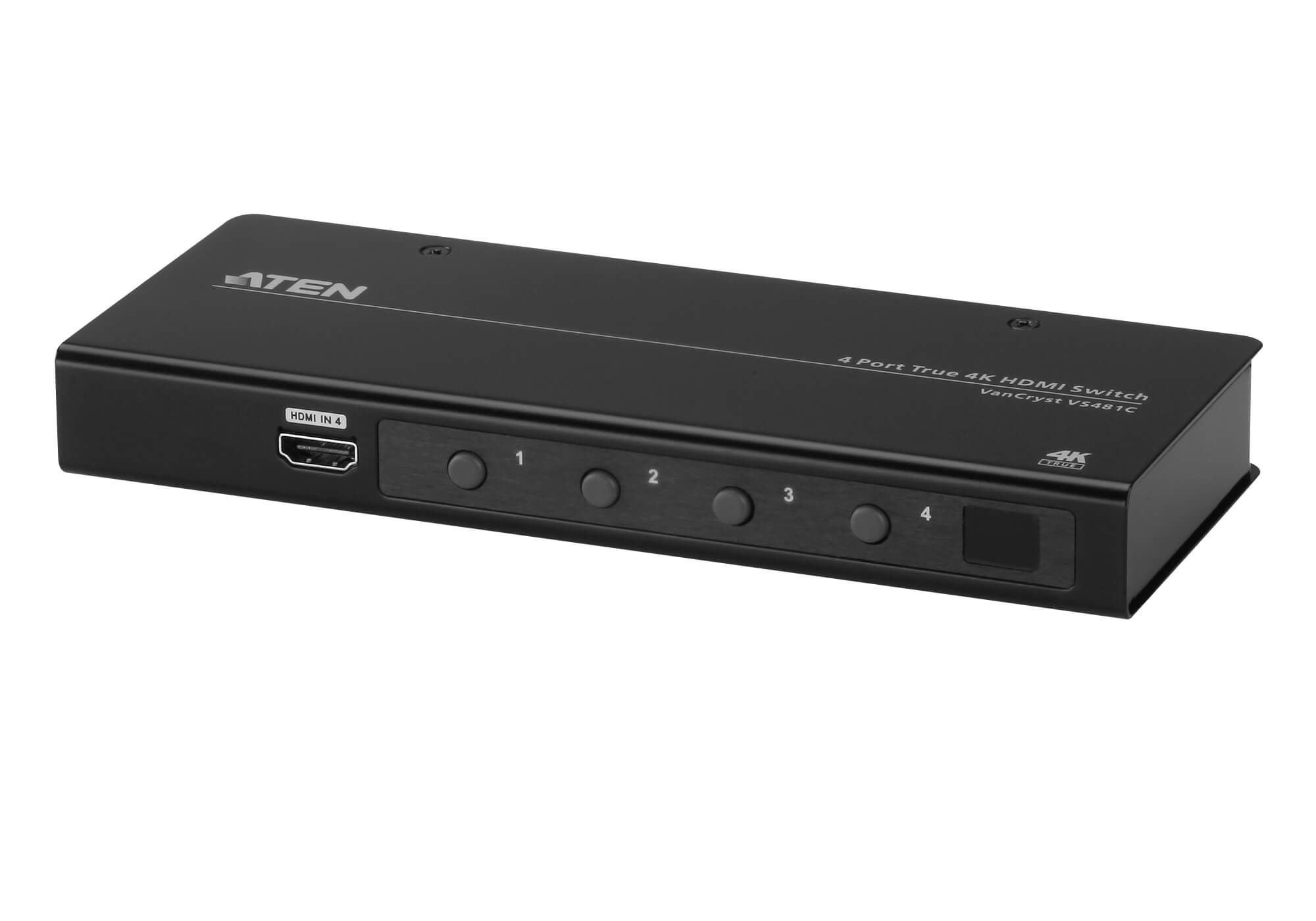 SWITCH video ATEN, switch 4 device la 1 Monitor, conector 1: HDMI (M) x 4; conector 2: HDMI (M), "VS481C-AT-G" (timbru verde 0.8 lei)