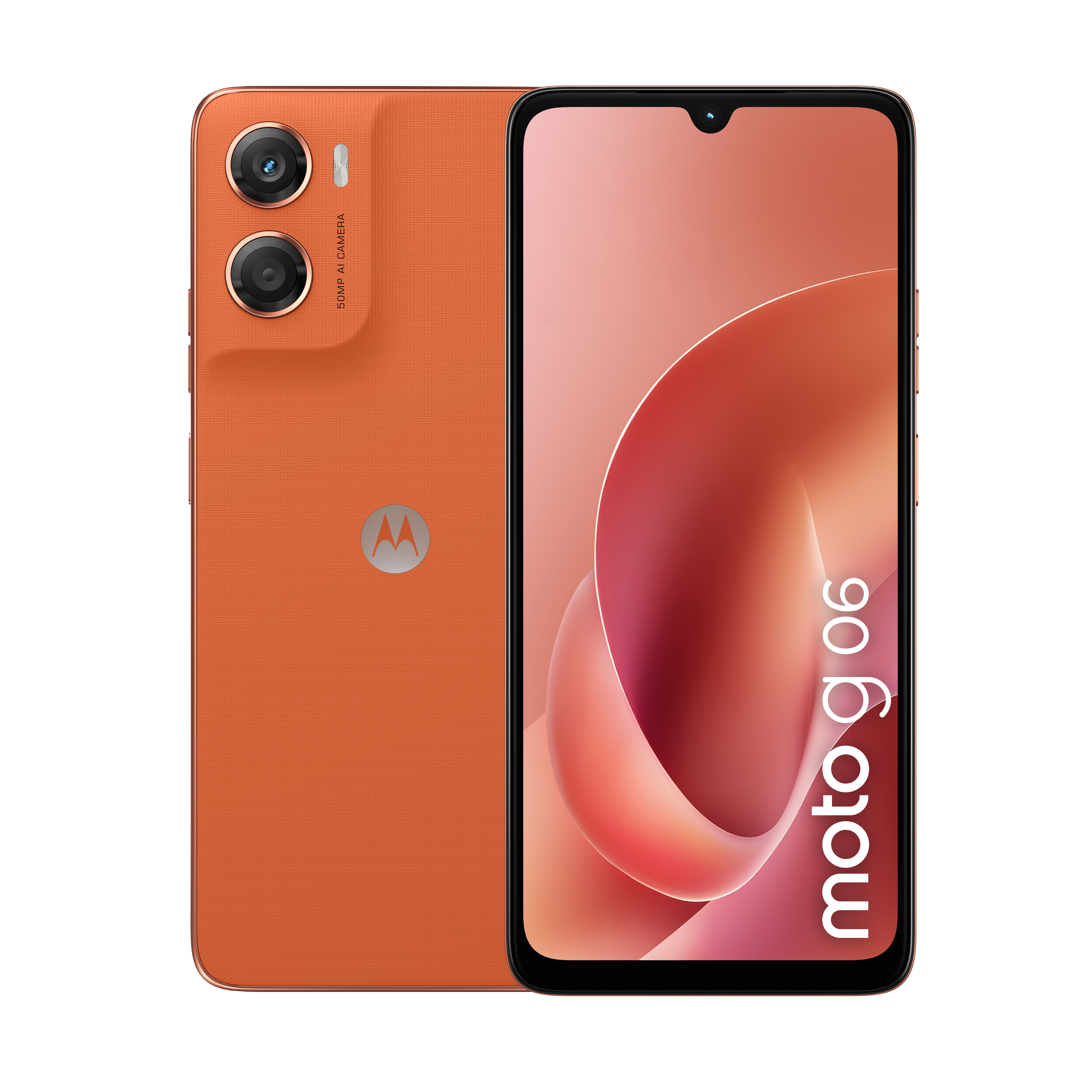 Telefon Mobil Motorola Moto G06, Procesor Mediatek Helio G81 Ultra Octa-Core, IPS LCD Touchscreen 6.88", 4GB RAM, 256GB Flash, Camera 50 MP, Wi-Fi, 4G, Dual Sim, Android (Portocaliu) "PBA20013RO" (timbru verde 0.45 lei)