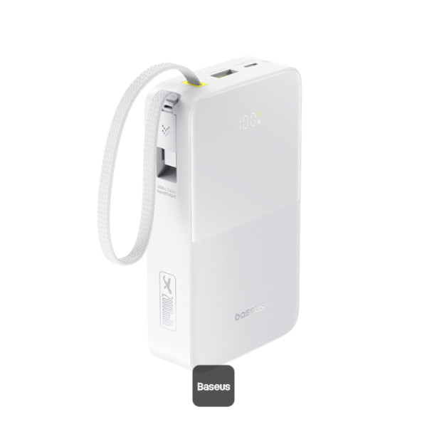 POWER BANK Baseus EnerFill FC51 Bipow2 Pro, 20000mAh, PD 22.5W, 1 x USB; 1 x cablu integrat USB Type-C, 1 x Type-C, digital display pt. status baterie,total 2.4A, alb "E0027700" (timbru verde 0.98 lei) - 6932172691882