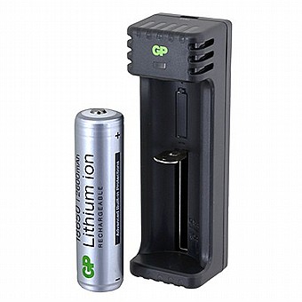 Incarcator GP Batteries, compatibil Li-Ion, 1 slot incarcare, 1 x acumulator 18650 2600mAh inclus, incarcare USB, "GPACEL111000" (timbru verde 0.8 lei)