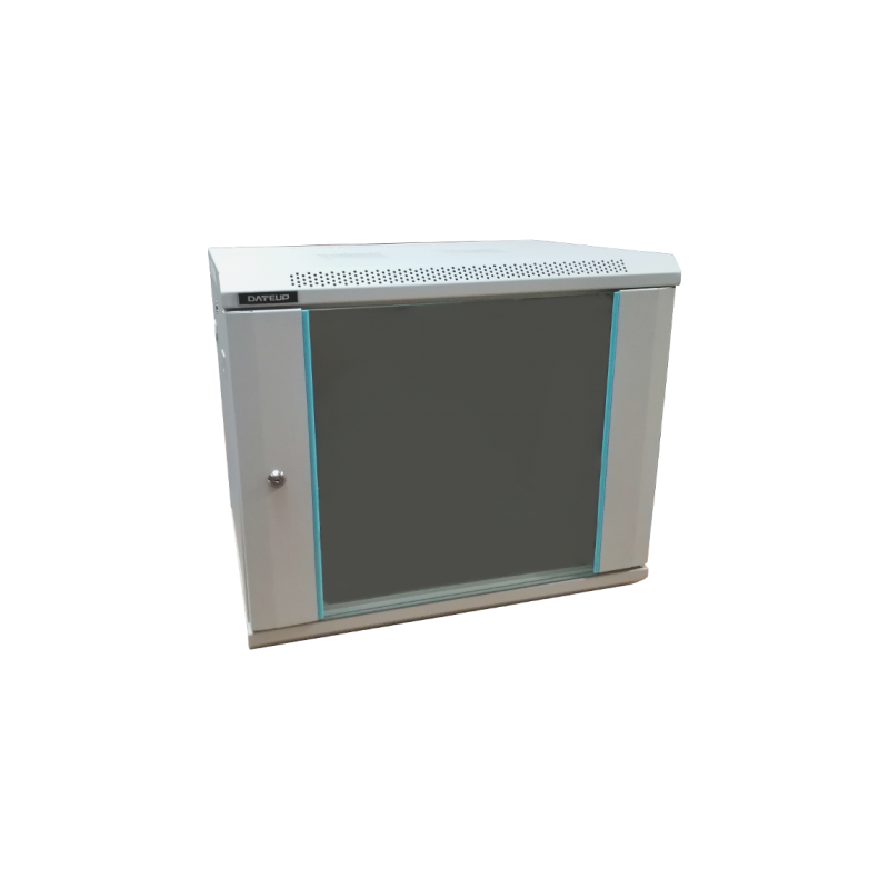 Rack 9U 600x450, montare pe perete, usa din sticla, panouri laterale detasabile si securizate, dezasamblat, culoare gri RAL 7035, DATEUP "MP.6409.9000"