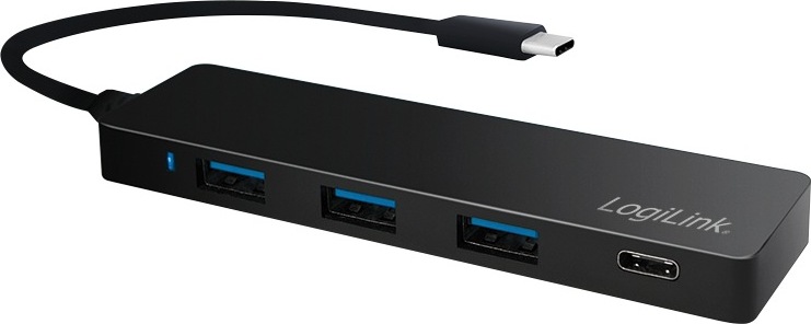 HUB extern LOGILINK, porturi USB: USB 3.0 x 3, USB 3.1 Type C, conectare prin USB 3.2 Type C, cablu 0.1 m, negru, "UA0311" (timbru verde 0.8 lei)