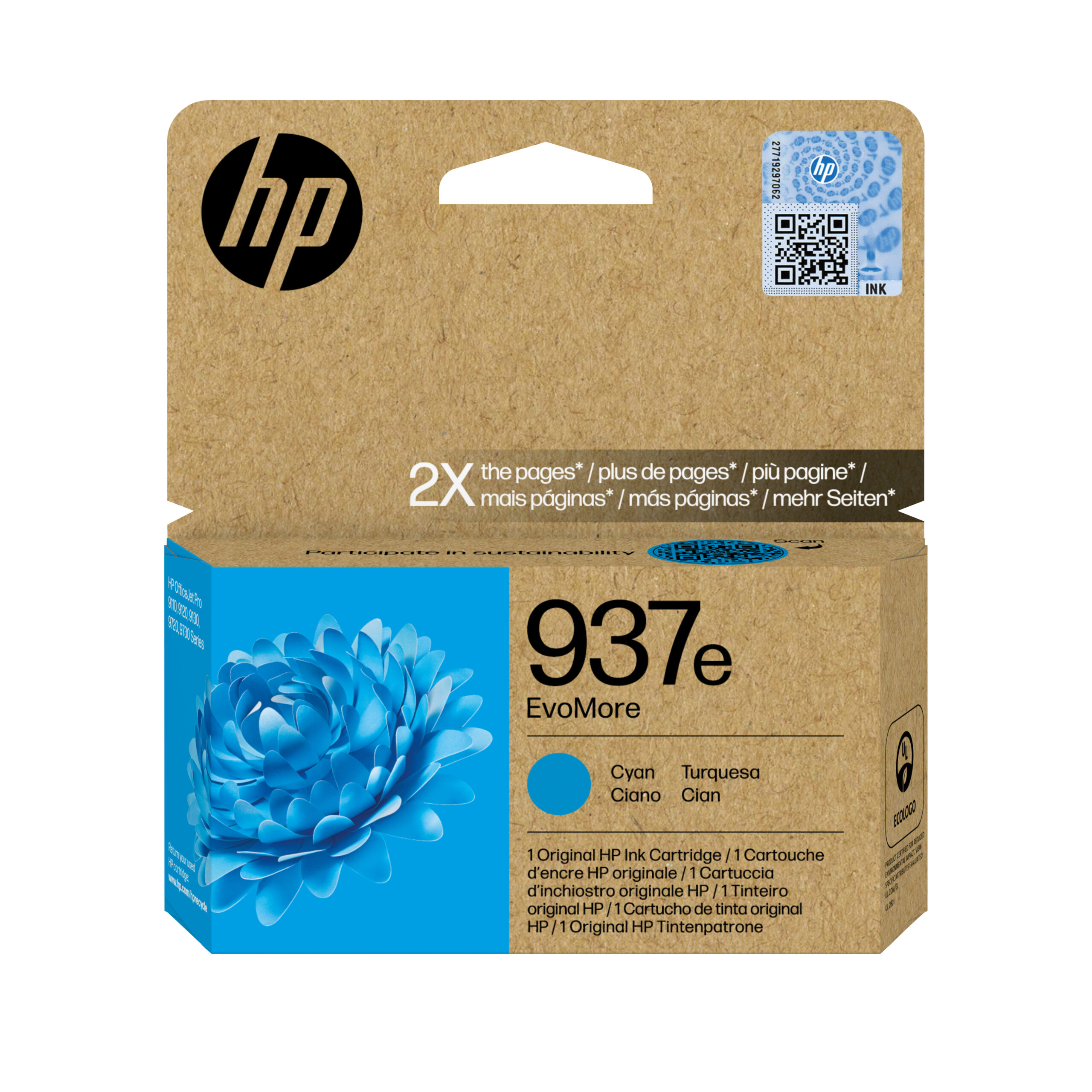 Cartus Cerneala Original HP Cyan, nr.937e, pentru OJ PRO 9110|9120|9130|9720|9730, 1.65K, incl.TV 0.8 lei)"4S6W6NE"