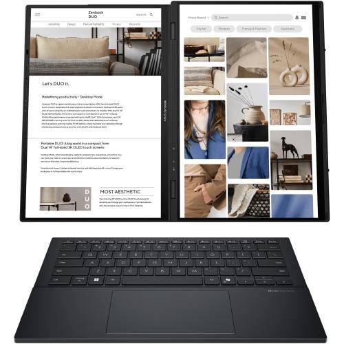 ASUS Zenbook DUO UX8406CA Intel Core Ultra 9 14inch 3K 32GB 1TB M.2 NVMe PCIe 4.0 SSD Intel Arc Graphics W11P 3Y Basalt Gray "UX8406CA-PZ166X" ((timbru verde 3.5 lei)