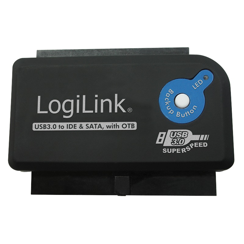 ADAPTOR USB LOGILINK, USB 3.0 (T) la IDE (M) ori S-ATA (M), adaptor USB la unitati 2.5"/3.5", functie OTB, negru, "AU0028A" (timbru verde 0.08 lei)