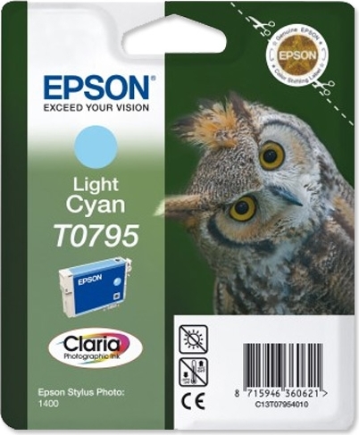 Cartus Cerneala Original Epson Cyan, T0795, pentru Stylus Photo 1400, , (timbru verde 0.15 lei), "C13T07954010"