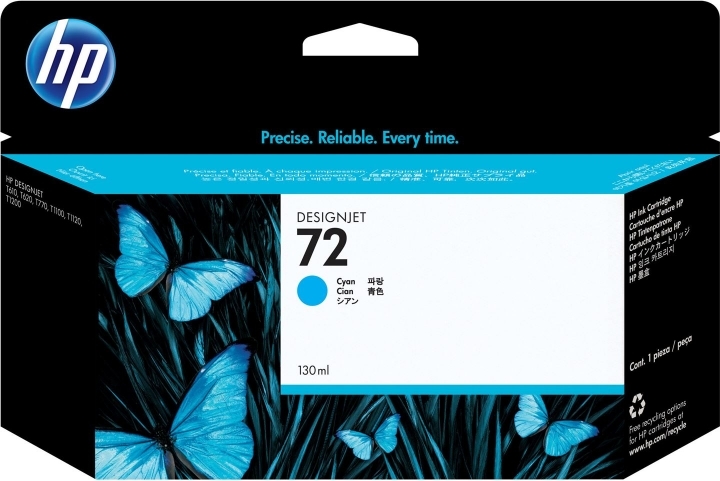 Cartus Cerneala Original HP Cyan, nr.72, pentru DesignJet T1100|1120|1200|1300|2300|T610|620|770|790, , (timbru verde 0.15 lei), "C9371A"