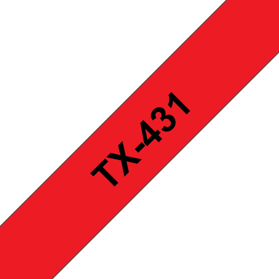 Banda laminata Original Brother Black on Red, TX335, pentru E105|E110|H100|H101|H105|H110|H111|P300|128|200|1000|1010|1090|1100|1120|1130|1160|1170|1180|1190|1200|1230|1280|1290|6100|7100|ST1150, 12mm, incl.TV 0 RON, "TX431"