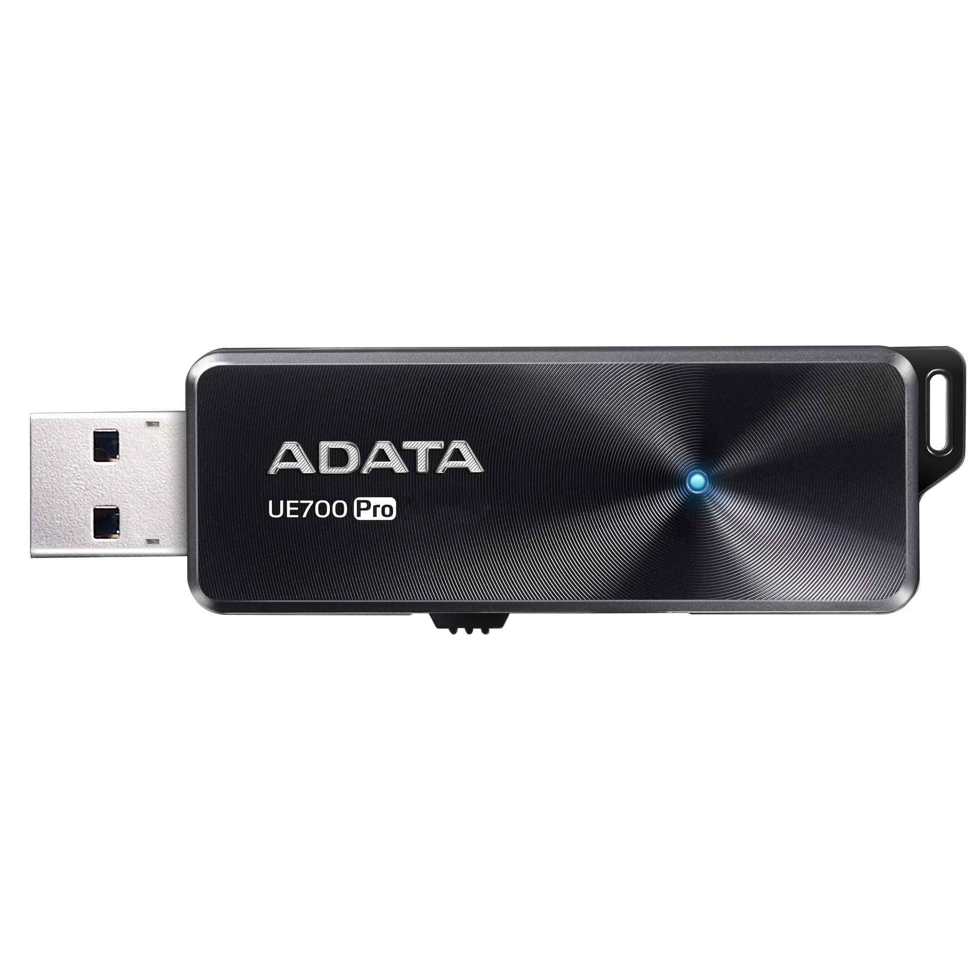 MEMORIE USB 3.2 ADATA 128 GB, retractabila, carcasa aluminiu, negru, "AUE700PRO-128G-CBK" (timbru verde 0.03 lei)