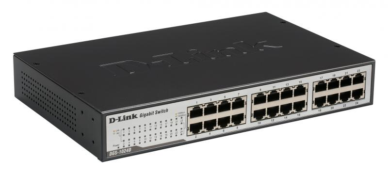 SWITCH D-LINK 24 porturi Gigabit. carcasa metalica, "DGS-1024D" (timbru verde 2 lei)