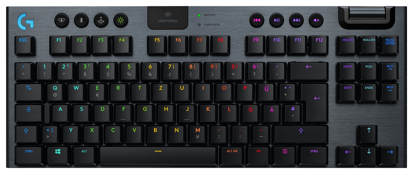 LOGITECH G915 TKL Tenkeyless LIGHTSPEED Wireless RGB Mechanical Gaming Keyboard - CARBON - US INTL - 2.4GHZ/BT - INTNL - CLICKY SWITCH "920-009537" (timbru verde 0.8 lei)