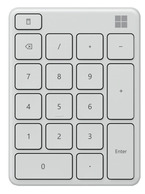 TASTATURA numerica MICROSOFT, "Glacier", Bluetooth, 18 taste, alb, "23O-00025" (timbru verde 0.8 lei)