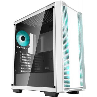 CARCASA DeepCool "CC560 WH V2", Middle Tower, ATX, fara sursa, 4xfan, USB 3.2 gen 1 x 1, USB 2.0 x 2, audio, PSU shroud, 7 sloturi expansiune, LED, alb, "R-CC560-WHGAA4-G-2" (timbru verde 0.32lei)