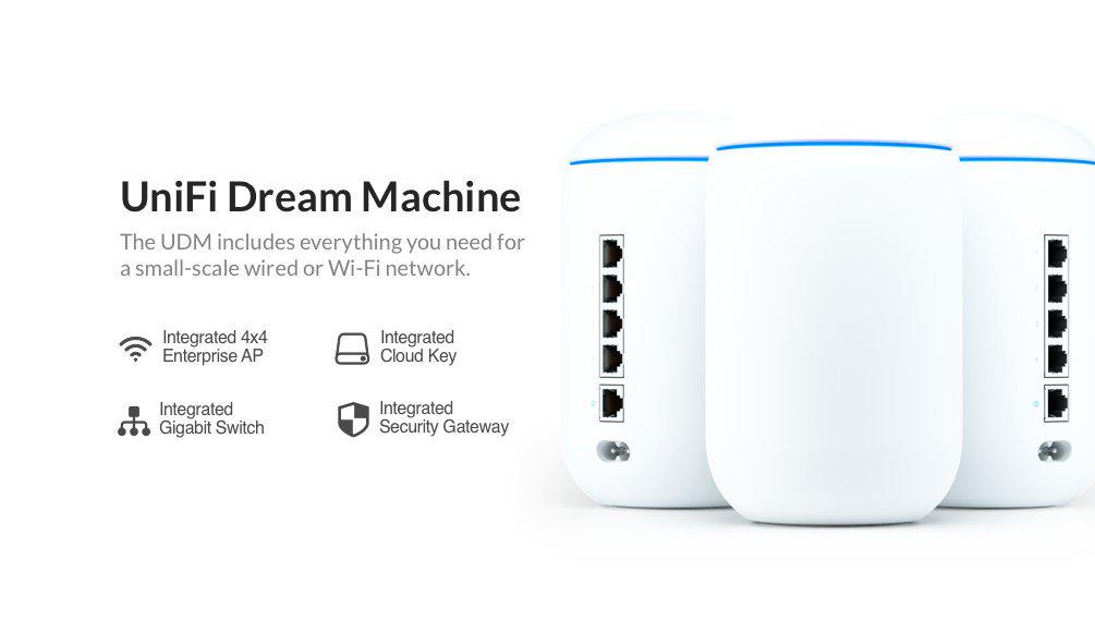 ROUTER Ubiquiti Dream Machine, wired, port LAN 10/100/1000 x 8, port WAN 10/100/1000 x 1, "UDM" (timbru verde 0.8 lei)
