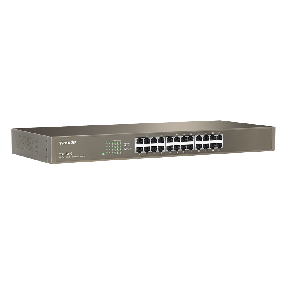Tenda | TEG1024G v9.0 | Switch | Rackmount | Porturi 24 Gigabit | Carcasa metalica |, "TEG1024GV9.0" (timbru verde 2 lei)