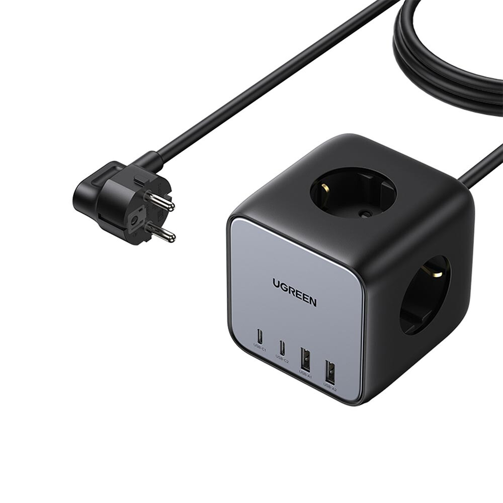 INCARCATOR RETEA Ugreen, "CD268", Powerstrip, Quick Charge 65W, 3 x AC, 2 x USB Type-C Output 5V/3A, 2 x USB, include cablu lungime 1.8m, gri "60113" (timbru verde 0.18 lei) - 6957303861132